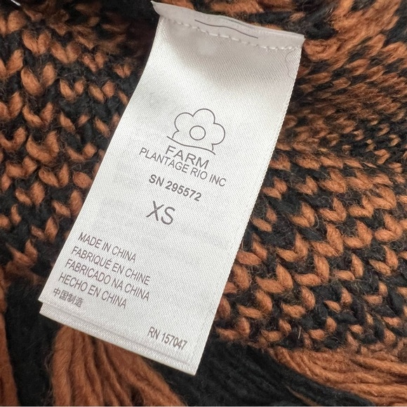 NWT FARM Rio Caramel Leopard Turtleneck Wool Sweater Knit Fleece Pullover XS - Picture 14 of 15